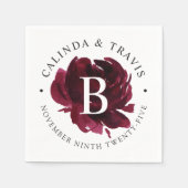 Serviette En Papier Monogramme Rose de Bourgogne (Devant)