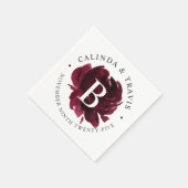 Serviette En Papier Monogramme Rose de Bourgogne (Coin)