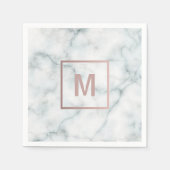 Serviette En Papier Monogramme rose en or sur marbre (Devant)