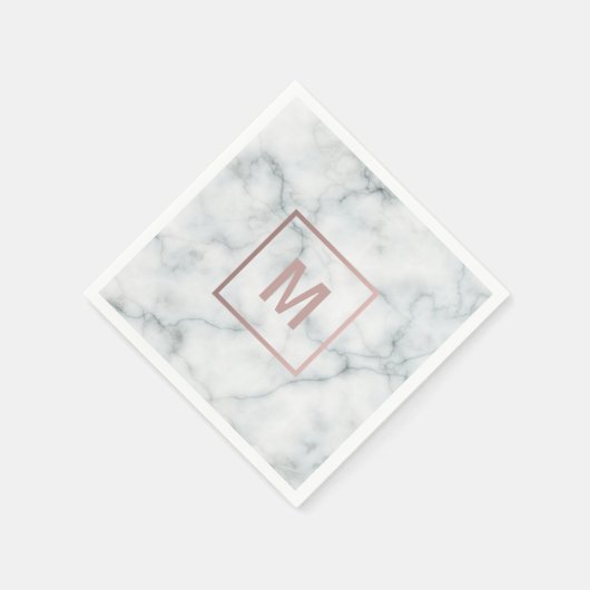 Serviette En Papier Monogramme rose en or sur marbre (Coin)
