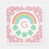 Serviette En Papier Monogramme rose et arc-en-ciel Lucky One (Devant)
