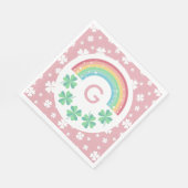 Serviette En Papier Monogramme rose et arc-en-ciel Lucky One (Coin)