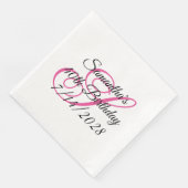 Serviette En Papier Monogramme rose fantaisie 40e anniversaire (Coin)