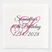 Serviette En Papier Monogramme rose fantaisie 40e anniversaire (Devant)