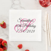 Serviette En Papier Monogramme rose fantaisie 40e anniversaire (En situation)