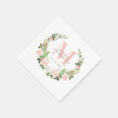 Serviette En Papier Monogramme rose Flore Wreath Baptême Dédication (Coin)