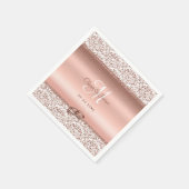 Serviette En Papier Monogramme rose Gold Mariage damassé (Coin)