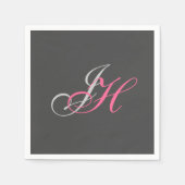 Serviette En Papier Monogramme rose gris Simple Cstom simple (Devant)