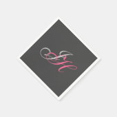 Serviette En Papier Monogramme rose gris Simple Cstom simple (Coin)