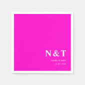 Serviette En Papier Monogramme rose néon (Devant)