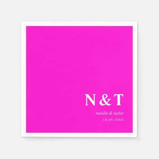 Serviette En Papier Monogramme rose néon (Devant)