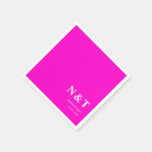 Serviette En Papier Monogramme rose néon (Coin)