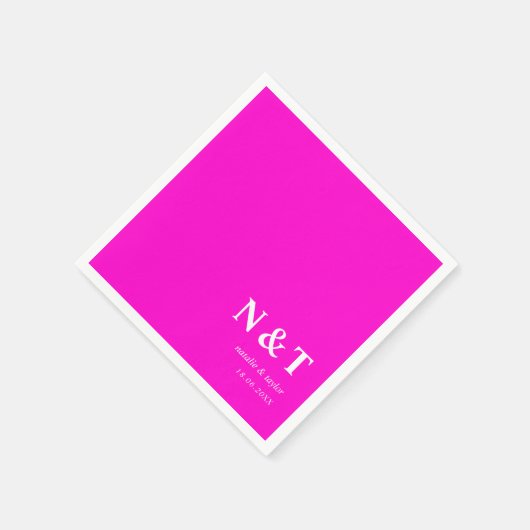 Serviette En Papier Monogramme rose néon (Coin)