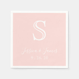 Serviette En Papier Monogramme rose pâle Rose or
