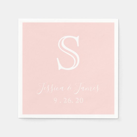 Serviette En Papier Monogramme rose pâle Rose or (Devant)