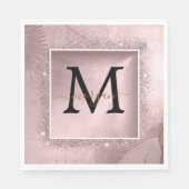 Serviette En Papier Monogramme rose Parties scintillant or (Devant)