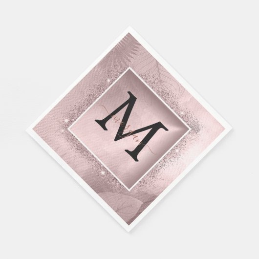Serviette En Papier Monogramme rose Parties scintillant or (Coin)