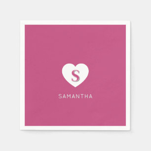 Serviette En Papier Monogramme rose Rose Fushcia