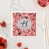 Serviette En Papier Monogramme rose rose personnalisé Événement Napkin (En situation)