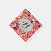 Serviette En Papier Monogramme rose rose personnalisé Événement Napkin (Coin)