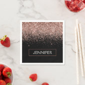 Serviette En Papier Monogramme Rose rose rose rose Parties scintillant (En situation)