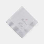 Serviette En Papier Monogramme Rose Simple Mariage Argent Minimal (Coin)