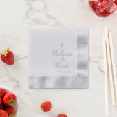 Serviette En Papier Monogramme Rose Simple Mariage Argent Minimal (En situation)