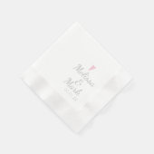 Serviette En Papier Monogramme Rose Simple Mariage Argent Minimal (Coin)