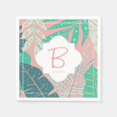 Serviette En Papier Monogramme rose tropical Palmier vert Feuille serv (Devant)