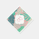 Serviette En Papier Monogramme rose tropical Palmier vert Feuille serv (Coin)