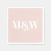 Serviette En Papier monogramme rose vif mariage papier initialisé (Devant)