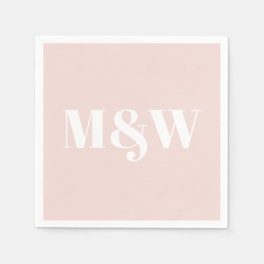 Serviette En Papier monogramme rose vif mariage papier initialisé (Devant)