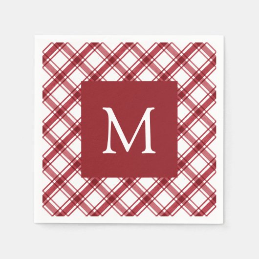 Serviette En Papier Monogramme rouge (Devant)