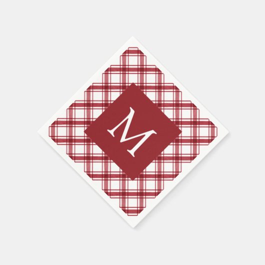 Serviette En Papier Monogramme rouge (Coin)