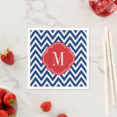 Serviette En Papier Monogramme rouge blanc et bleu Chevron (En situation)