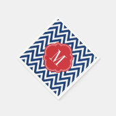 Serviette En Papier Monogramme rouge blanc et bleu Chevron (Coin)