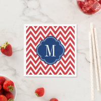 Monogramme rouge blanc et bleu Chevron