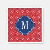 Serviette En Papier Monogramme rouge blanc et bleu Pois (Devant)