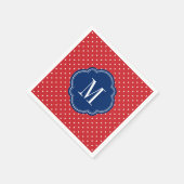 Serviette En Papier Monogramme rouge blanc et bleu Pois (Coin)