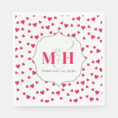 Serviette En Papier Monogramme rouge Coeurs mignons Personnalisés (Devant)