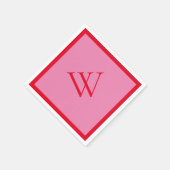 Serviette En Papier Monogramme rouge et rose vif (Coin)