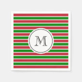 Serviette En Papier Monogramme Rouge et Vert Grandes Fêtes Noël (Devant)