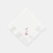 Serviette En Papier Monogramme rouge Mariage blanc simple (Coin)