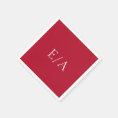 Serviette En Papier Monogramme rouge minimal Mariage simple et élégant (Coin)