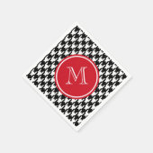 Serviette En Papier Monogramme rouge noir et blanc (Coin)