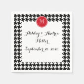 Serviette En Papier Monogramme rouge noir et blanc (Devant)