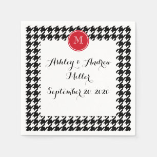 Serviette En Papier Monogramme rouge noir et blanc