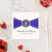 Serviette En Papier Monogramme Royal Blue Elegance (En situation)