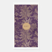 Serviette En Papier Monogramme royal damassé violet (Devant)
