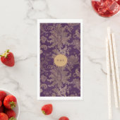 Serviette En Papier Monogramme royal damassé violet (En situation)